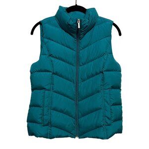 Lands End XS Puffer Vest Teal Insulated Womens Outerwear